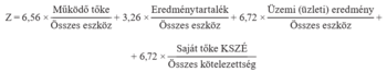 Pénzügyi mutató számítási képlete Pénzügyi mutató számítási képlete, amely tartalmazza a működő tőke, eredménytartalék, üzemi eredmény és saját tőke arányait az összes eszköz és kötelezettség viszonylatában.