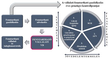 Fenntartható vállalati gazdálkodás pénzügyi kontrollpontjai Diagram a fenntartható vállalati gazdálkodás pénzügyi kontrollpontjairól és növekedési folyamatáról.