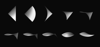 Geometriai formák árnyékolással Különböző geometriai formák árnyékolással ábrázolva, fekete háttéren.