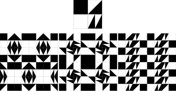 Geometriai minták fekete-fehér négyzetekkel és háromszögekkel Geometriai minták fekete-fehér négyzetek és háromszögek kombinációjával, absztrakt design