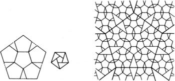 Geometriai mintázat pentagonokkal és háromszögekkel Geometriai mintázat pentagonokból és háromszögekből álló összetett formák.