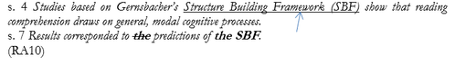 Gernsbacher's Structure Building Framework and Reading Comprehension Text referencing Gernsbacher's Structure Building Framework (SBF) and its impact on reading comprehension.