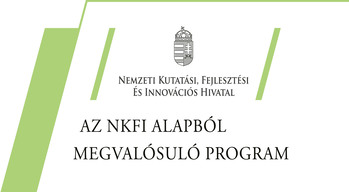 NKFI Alapból megvalósuló program hirdetése Nemzeti Kutatási, Fejlesztési és Innovációs Hivatal logója és az NKFI Alapból megvalósuló program felirata