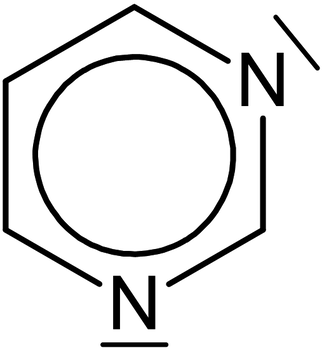Piridin molekula szerkezeti képlete A piridin molekula szerkezeti képlete, amely egy hatszög alakú gyűrűt és két nitrogén atomot tartalmaz.