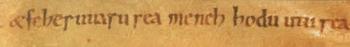 Régi kézirat részlete latin betűkkel Régi kézirat részlete, amelyen latin betűkkel írt szöveg látható.