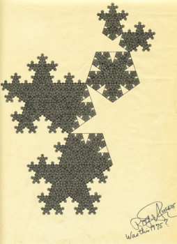 Roger Penrose fraktál geometriai alakzata Fraktál geometriai alakzat Roger Penrose-tól, aláírással és dátummal.