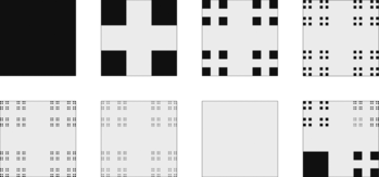 Sierpinski-szőnyeg fraktál minták Különböző fraktál minták, a Sierpinski-szőnyeg iterációi.