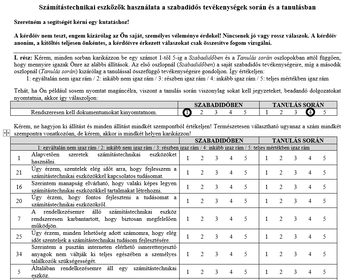 Számítástechnikai eszközök használata kérdőív Kérdőív a számítástechnikai eszközök használatáról szabadidőben és tanulás során.